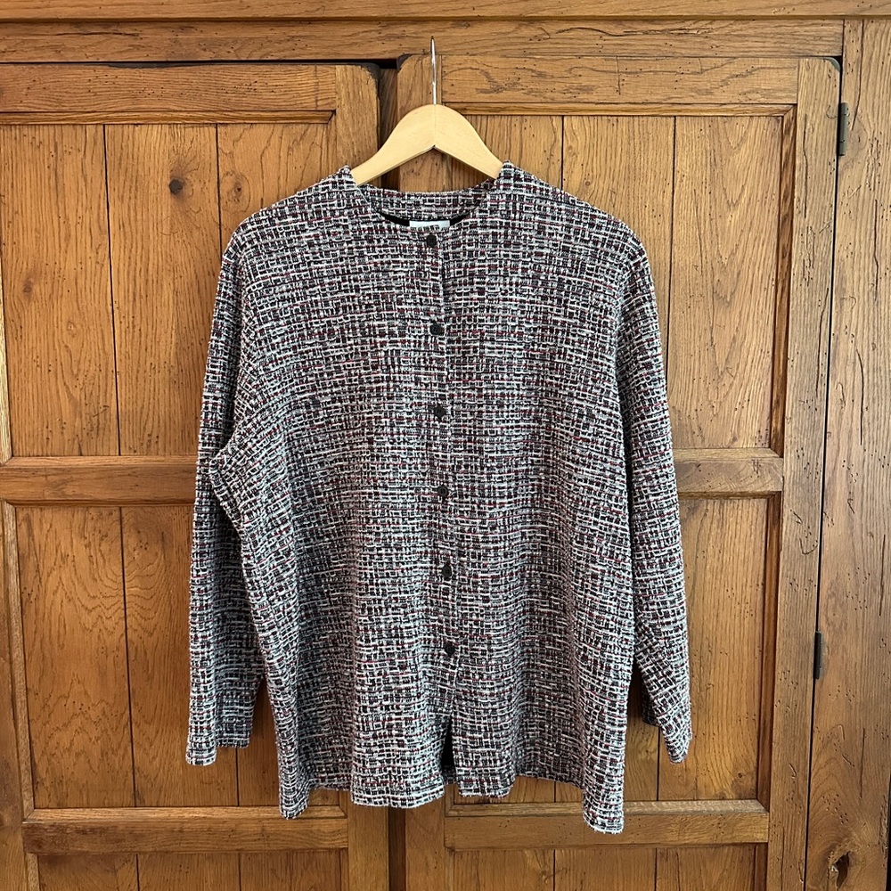 Classic Tweed Button Down Top